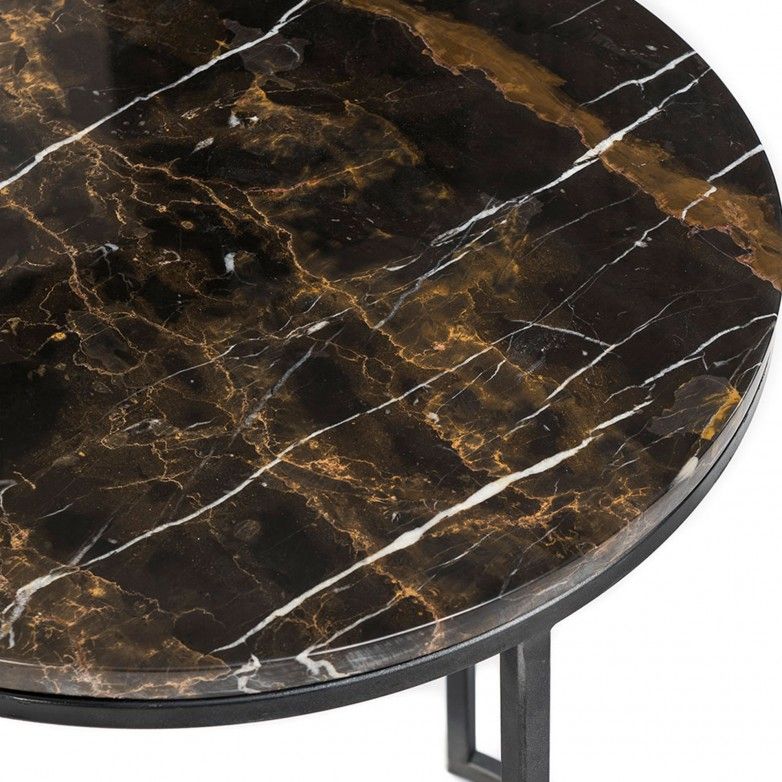 BLACK MARBLE SIDE TABLE L