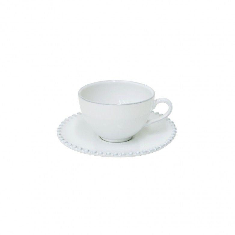 6 PEARL WHITE TEA CUPS & SAUCER
