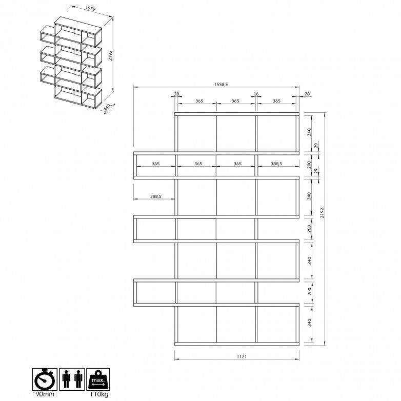 ESTANTE LONDON WALNUT WHITE II