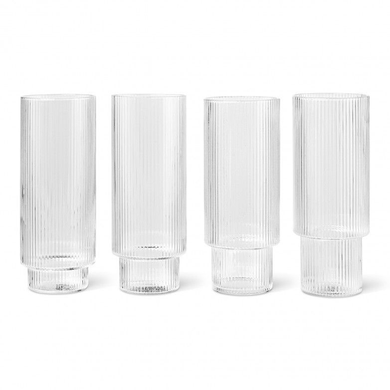 RIPPLE CLEAR LARGE  SET OF 4 GLASSES
